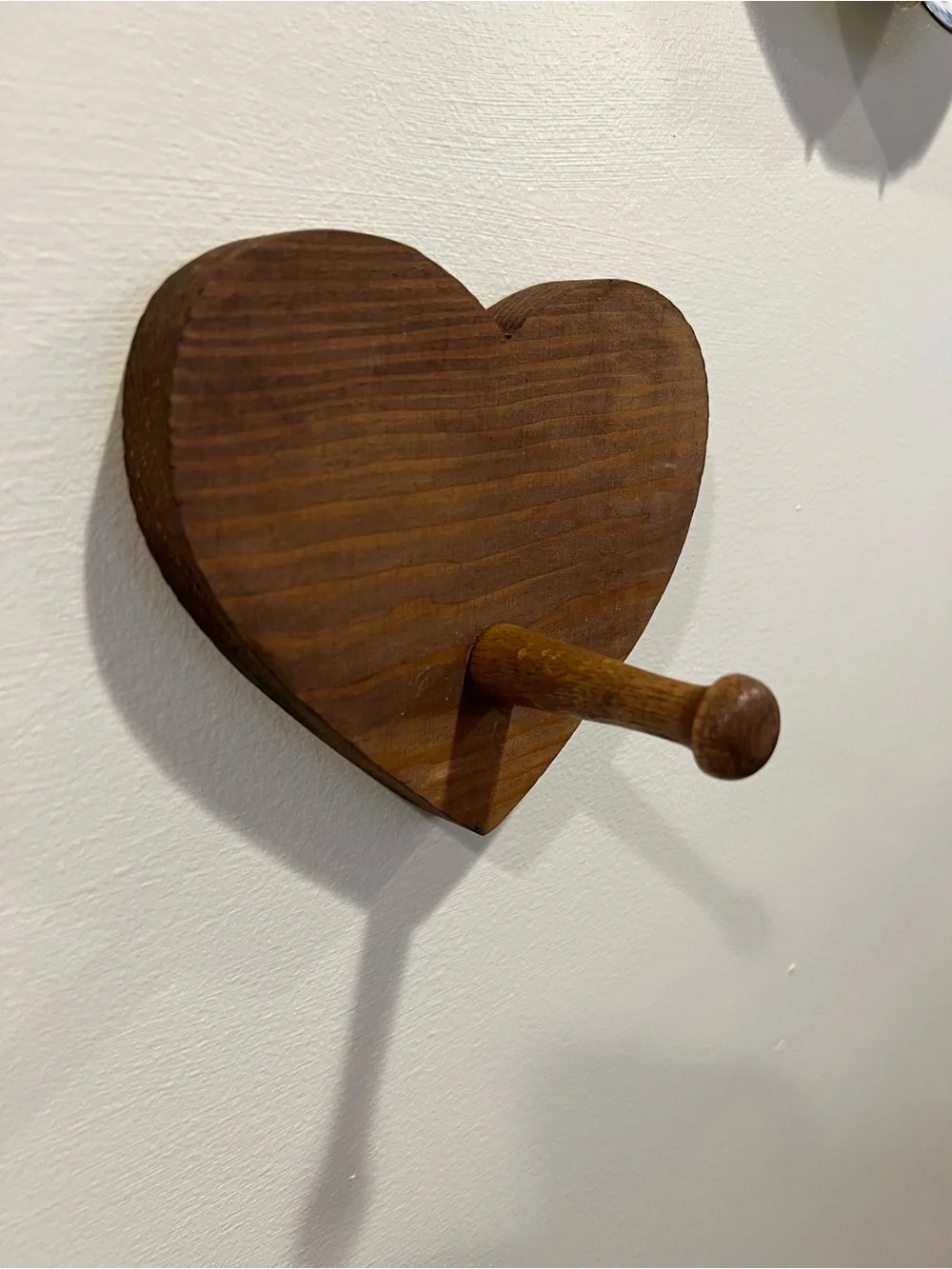 Vintage Wooden Heart Wall Hook